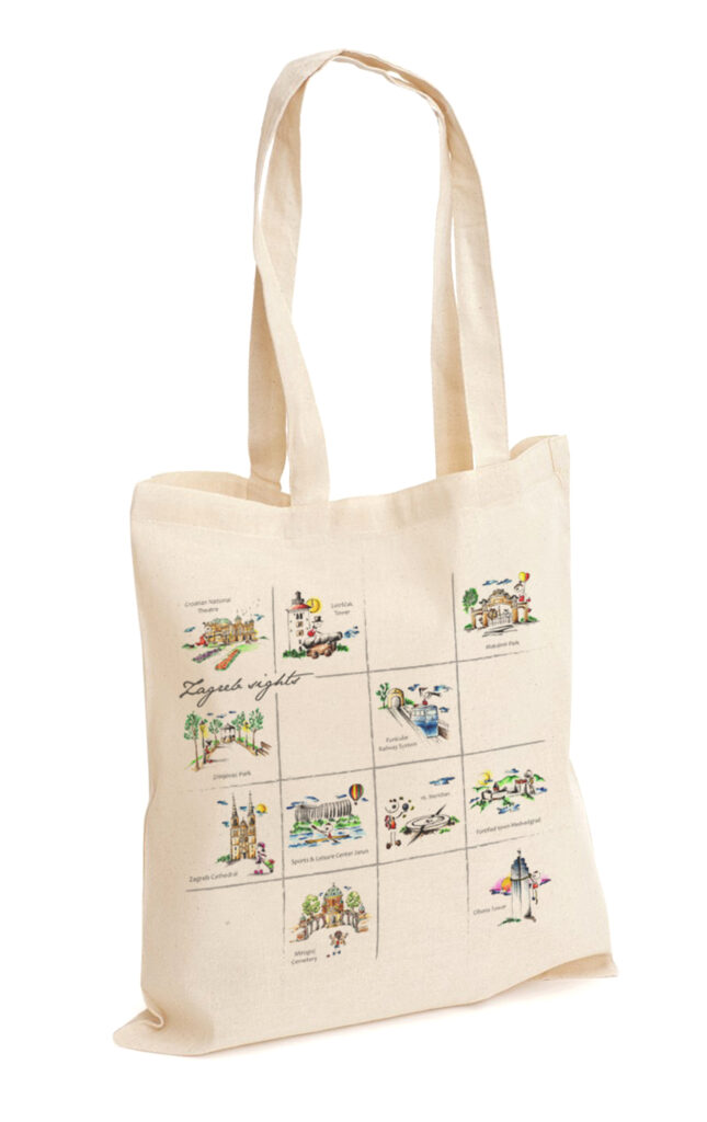 Platnena vrećica ”Znamenitosti grada Zagreba”
