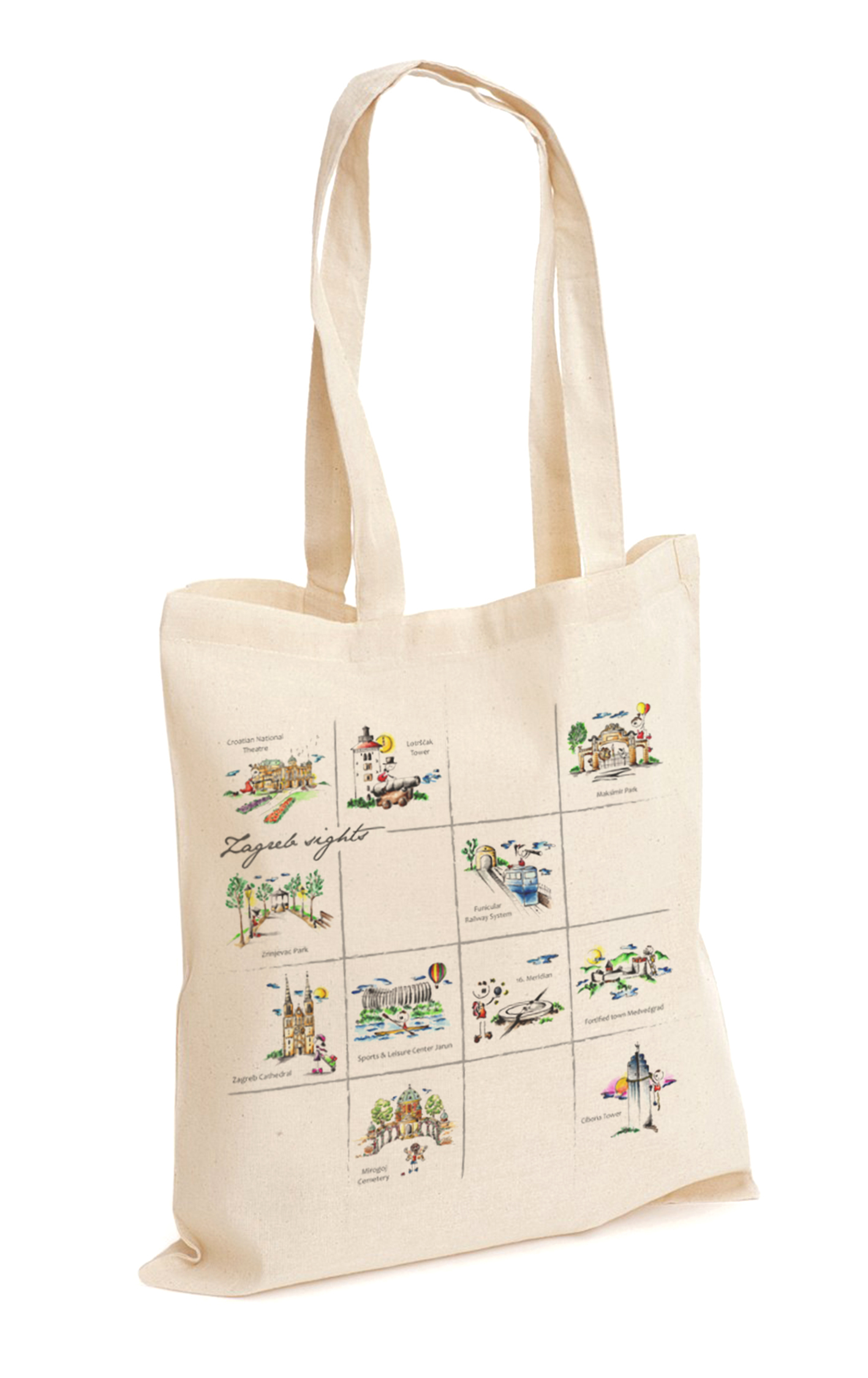Platnena vrećica ''Znamenitosti grada Zagreba''